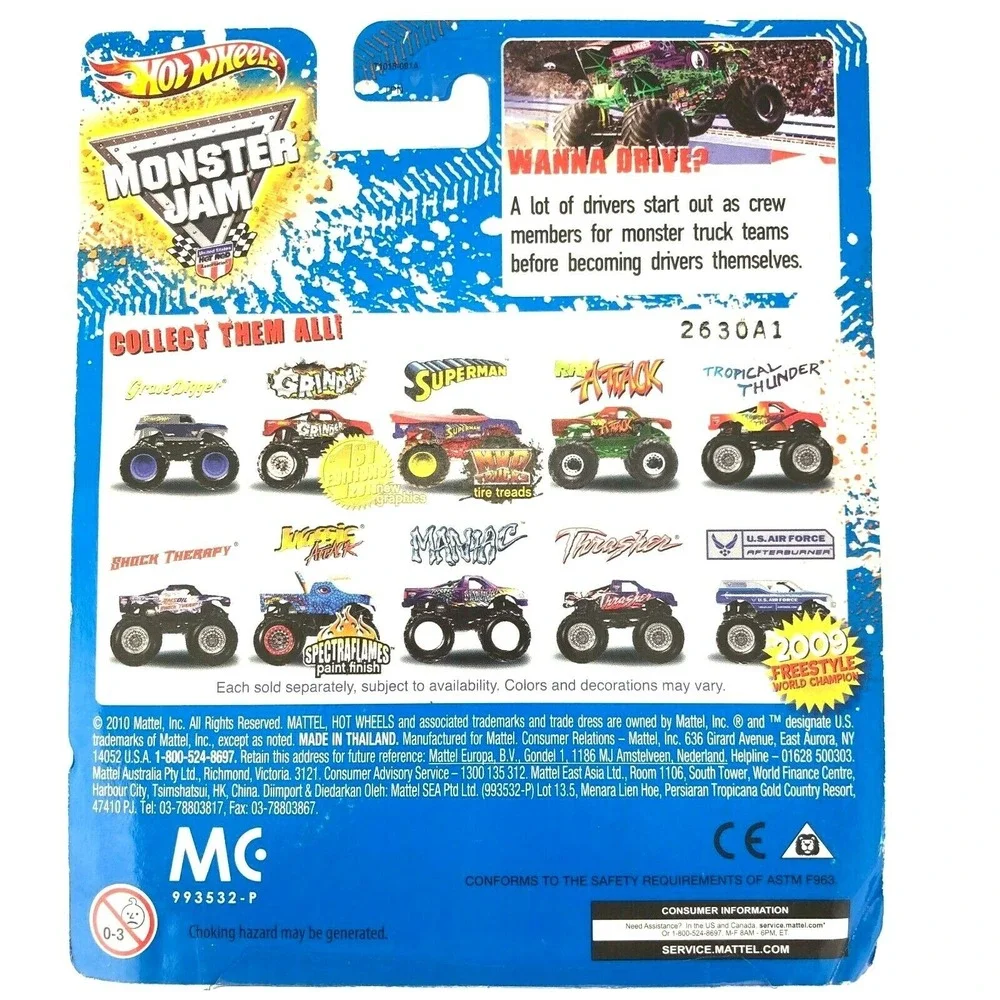 Hot Wheels Monster Jam Monster Truck RAP ATTACK 4x4 Die Cast 1/64 +Tattoo Inside